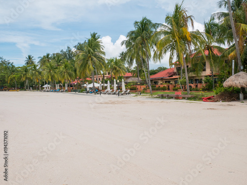 Beachfront Resort with Clear Sand and Coconut Tree in Cenang Beach Langkawi  Malaysia