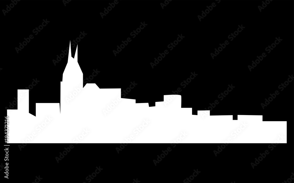 white free nashville skyline silhouette on black background