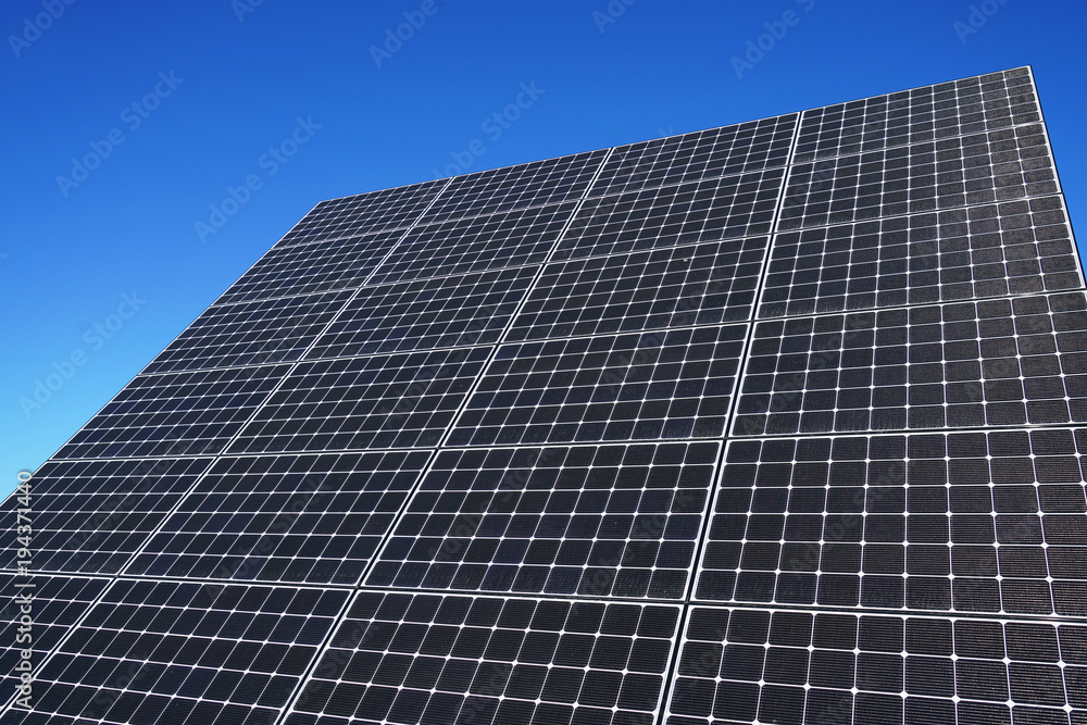 Close up on solar panel and blue sky Close up on solar panel and blue sky