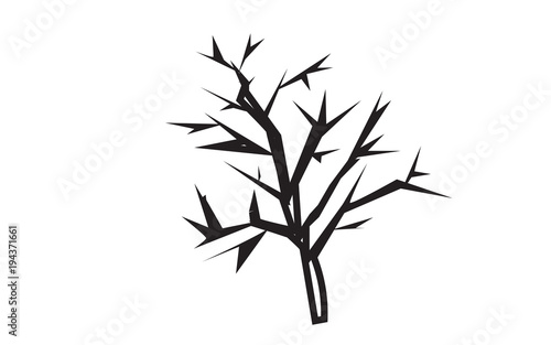 mesquite tree silhouette outline on white background © vector_best