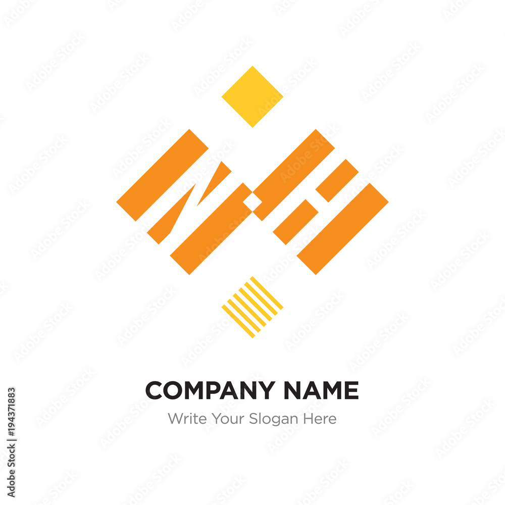Abstract letter NH or HN logo design template, Black Alphabet initial letters company name concept. Flat thin line segments connected to each other Abstract letter NH or HN logo design template, Black Alphabet initial letters company name concept. Flat thin line segments connected to each other