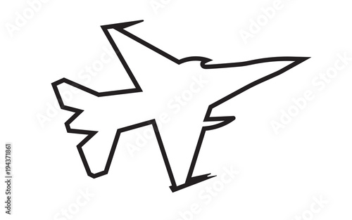 f16 silhouette outline on white background