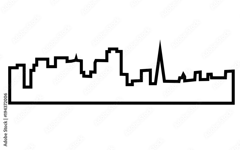 sf skyline silhouette outline on white background