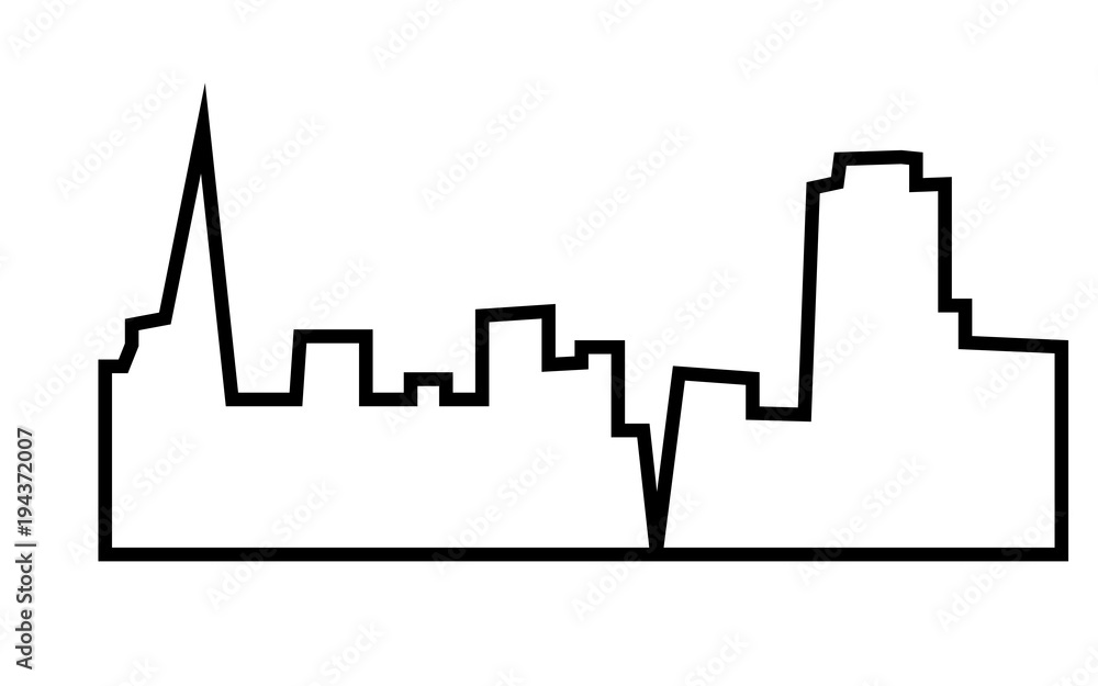 sf skyline silhouette outline on white background