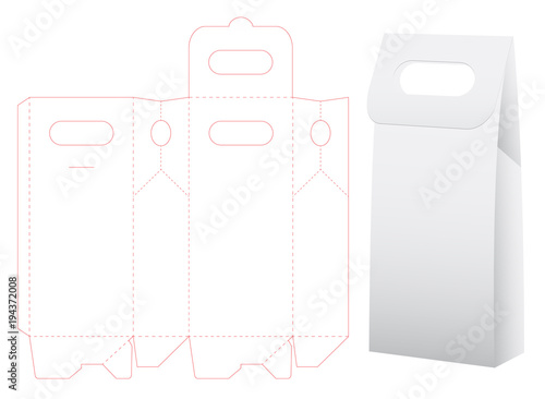 paper bag die cut mock up template vector