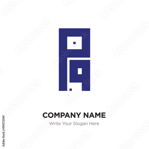 Abstract letter PQ or QP logo design template, Black Alphabet initial letters company name concept. Flat thin line segments connected to each other