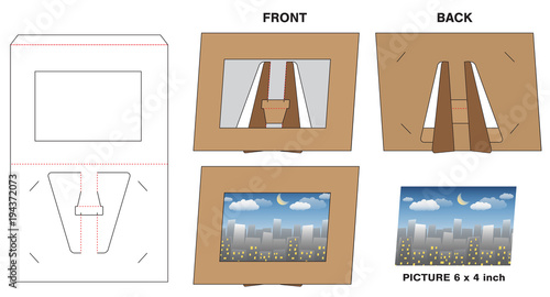 picture photo paper frame stand die-cut mock-up