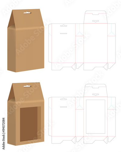 paper bag die cut mock up template vector