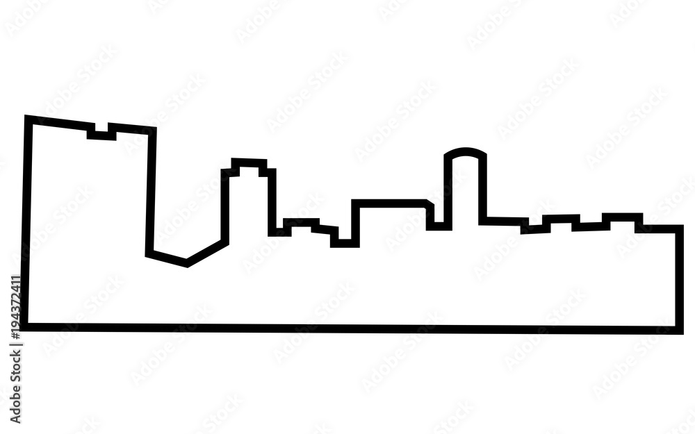 fort worth skyline silhouette outline on white background