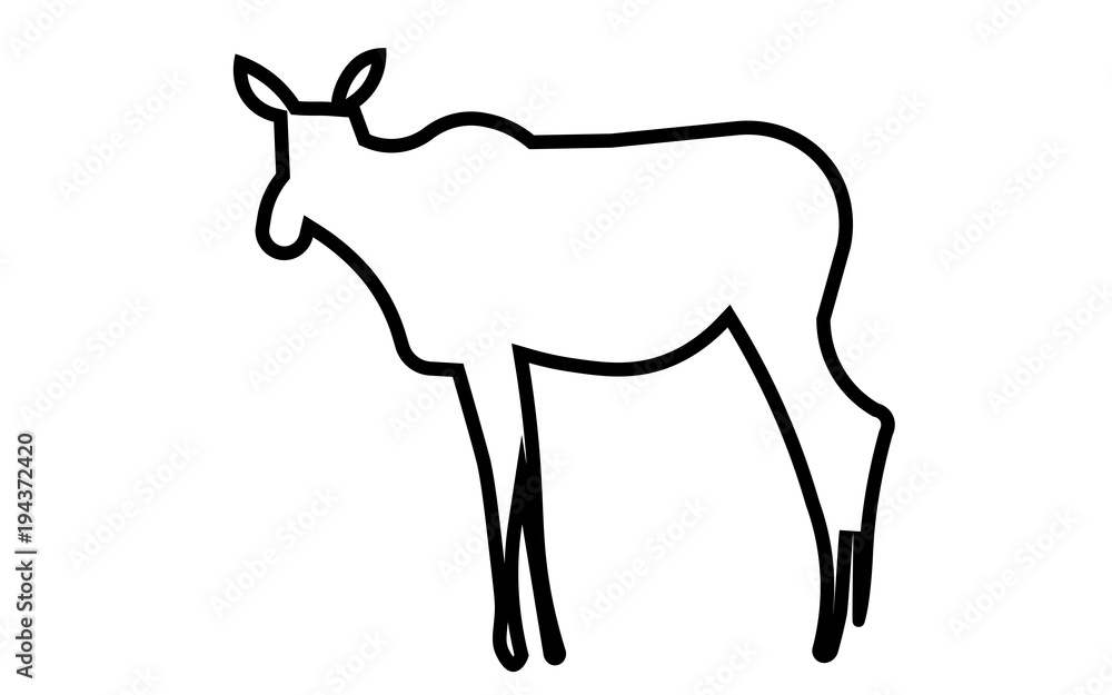 female moose silhouette outline on white background female moose silhouette outline on white background
