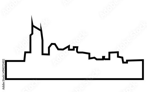 cleveland skyline silhouette outline on white background