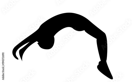 backflip silhouette on white background