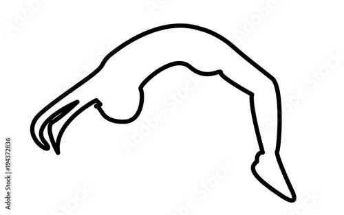 backflip silhouette outline on white background