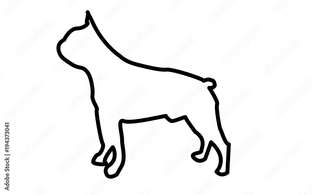 boston terrier silhouette outline on white background
