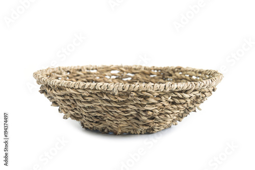 vintage wicker basket isolated on white background