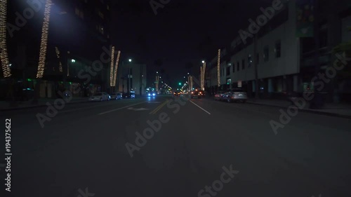 Hyperlapse Driving in Beverly Hills Rodeo Drive at Night