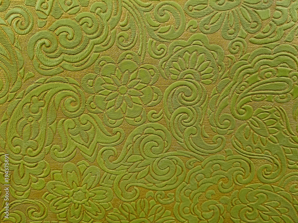 close up of retro olive green and gold vinyl abstract pattern
