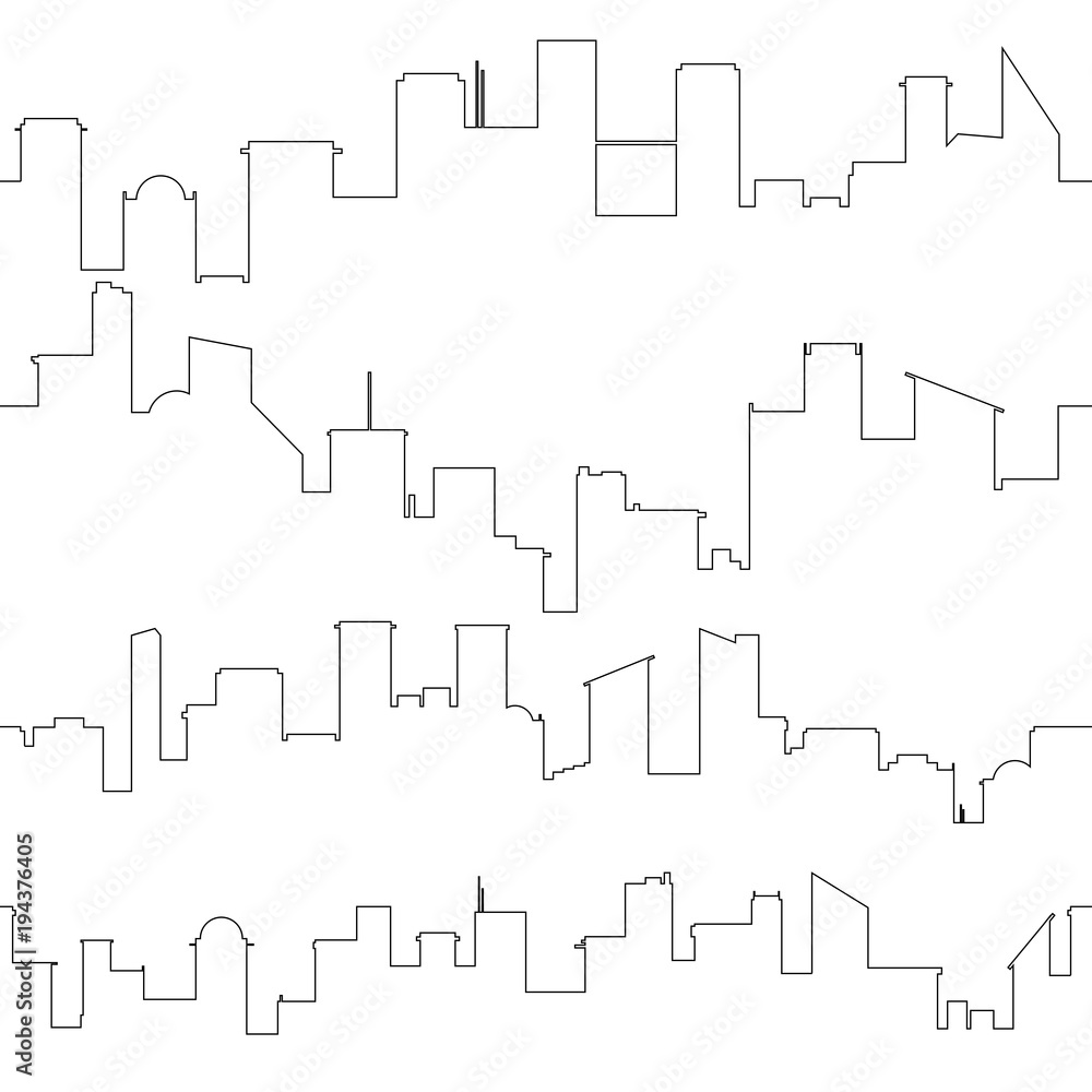 Outline of city skyline. Seamless vector