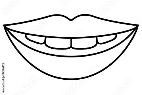 sensuality lips with teeth vector illustration design