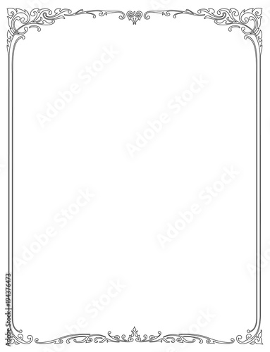 beautiful floral border pattern frame for text, diploma, Thai style, vector art