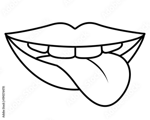 sensuality lips with tongue out vector illustration design