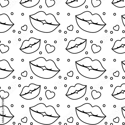 sensuality lips and hearts pattern background vector illustration design