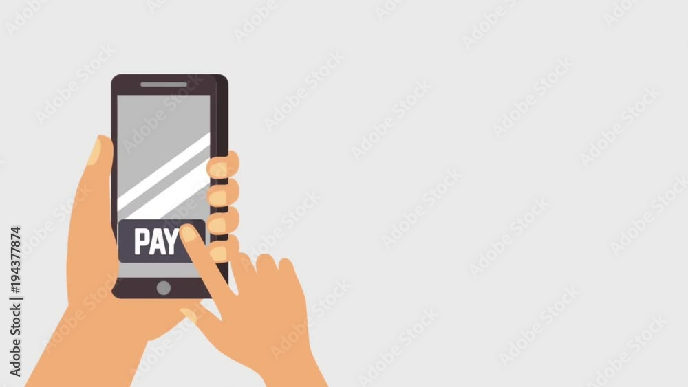 hand smartphone shopping cart payment mobile online animation hand smartphone shopping cart payment mobile online animation
