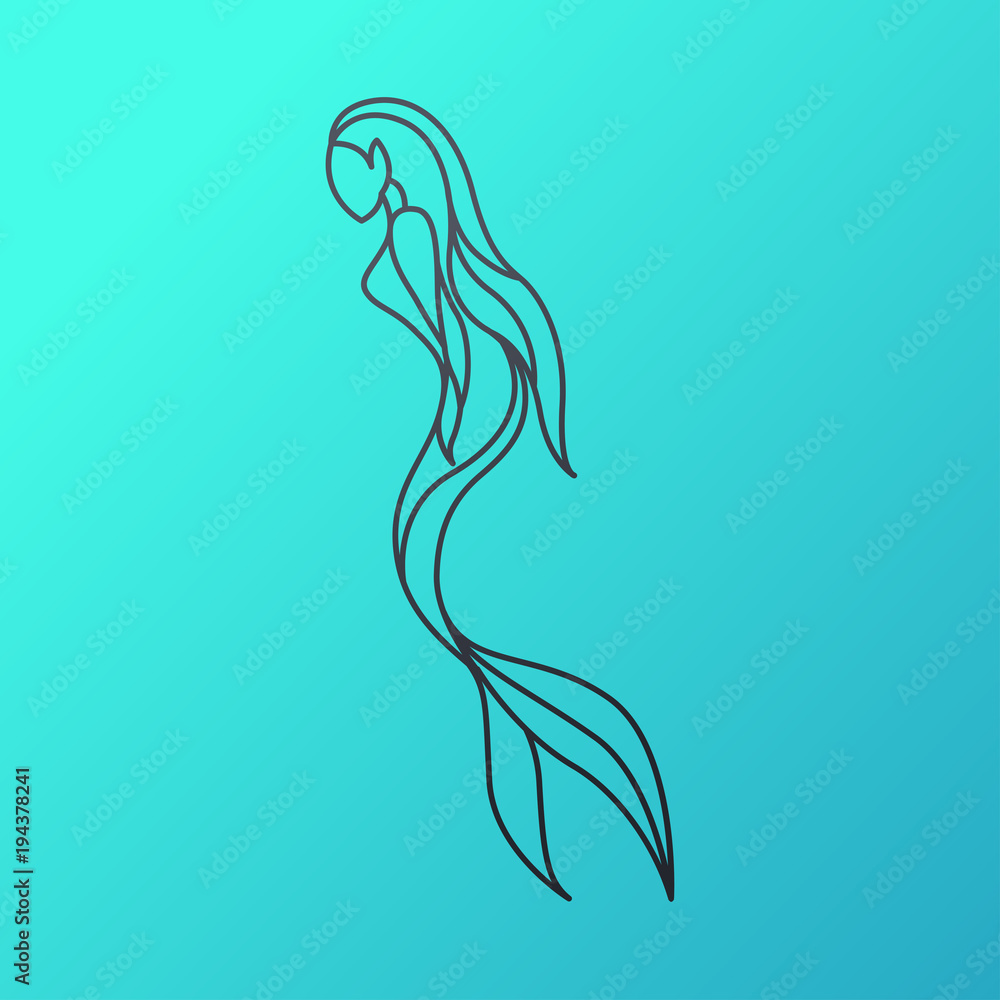 Fototapeta premium Mermaid logo icon design, vector illustration