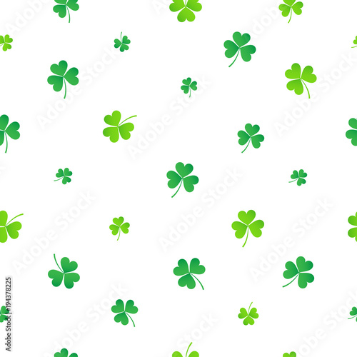 Green clover seamless pattern vector illustration. St. Patrick's Day texture background