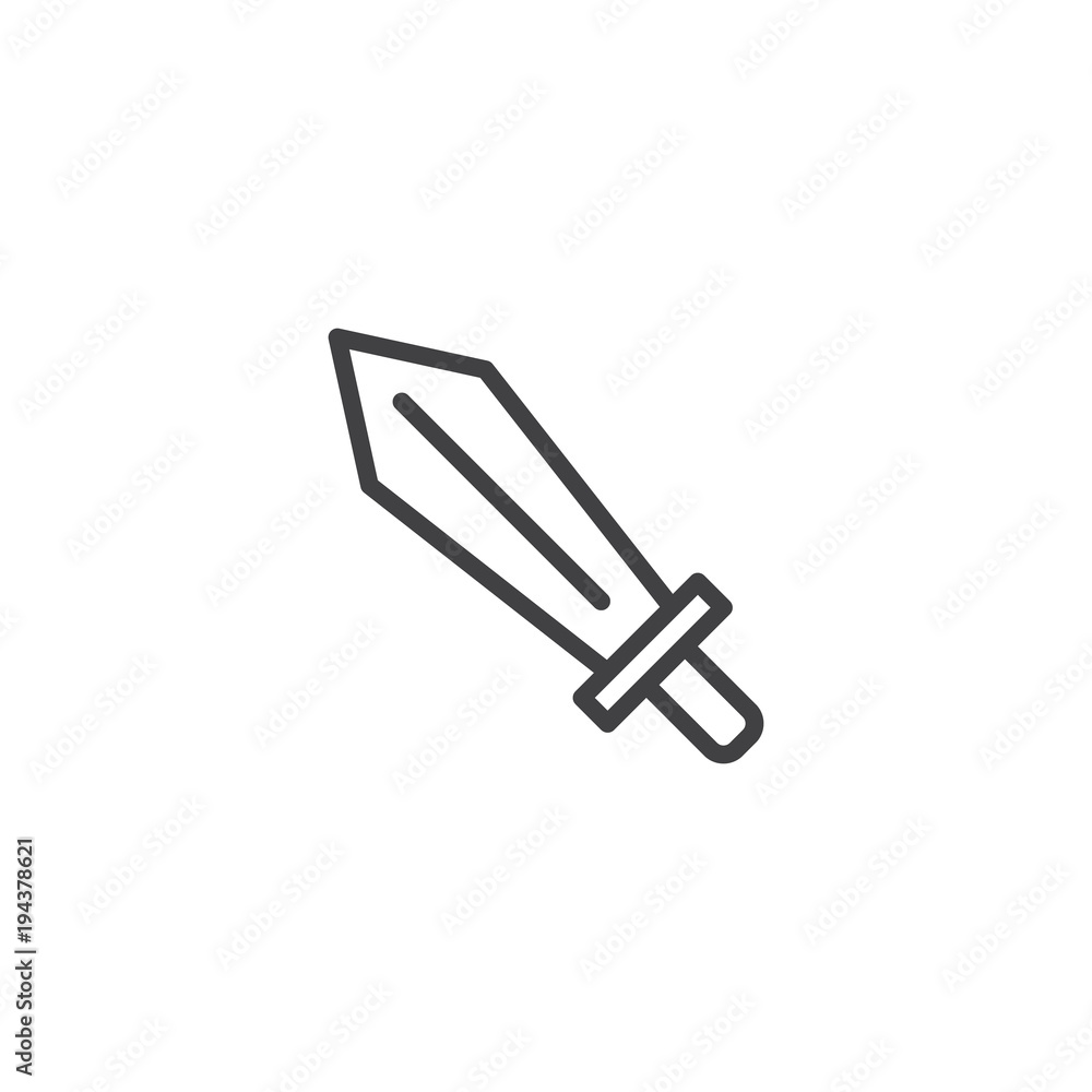 Sword outline icon. linear style sign for mobile concept and web design. simple line vector icon. Symbol, logo illustration. Pixel perfect vector graphics Sword outline icon. linear style sign for mobile concept and web design. simple line vector icon. Symbol, logo illustration. Pixel perfect vector graphics