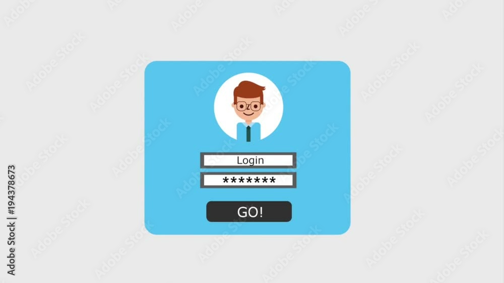 screen entering loging password go character photo animation screen entering loging password go character photo animation