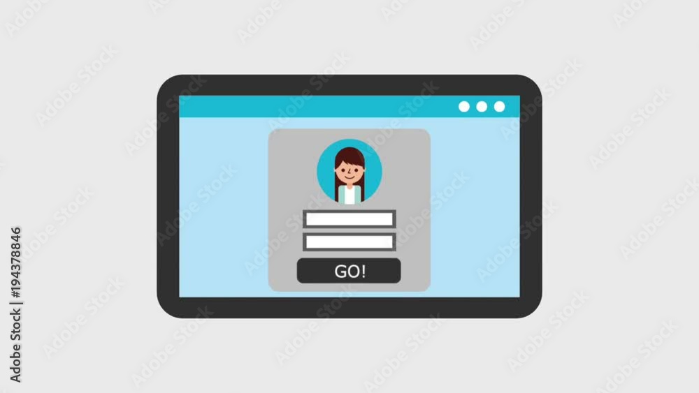 tablet device with female avatar login screen tablet device with female avatar login screen