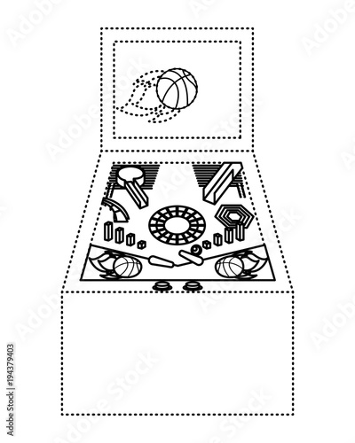 retro arcade screen pinball game machine vector illustration dotted line design