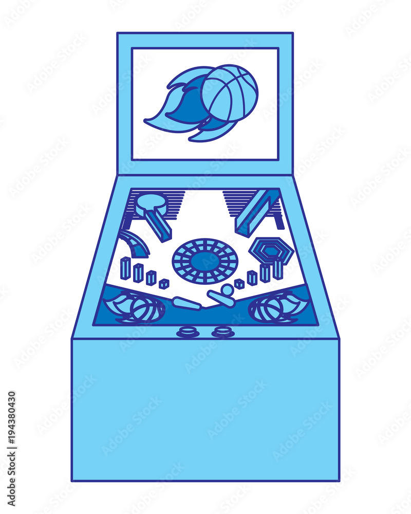 retro arcade screen pinball game machine vector illustration blue design  Stock Vector | Adobe Stock