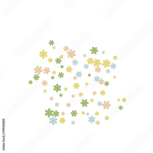 Delicate Floral Pattern with Simple Small Flowers for Greeting Card or Poster. Naive Daisy Flowers in Primitive Style. Vector Background for Spring or Summer Design.
