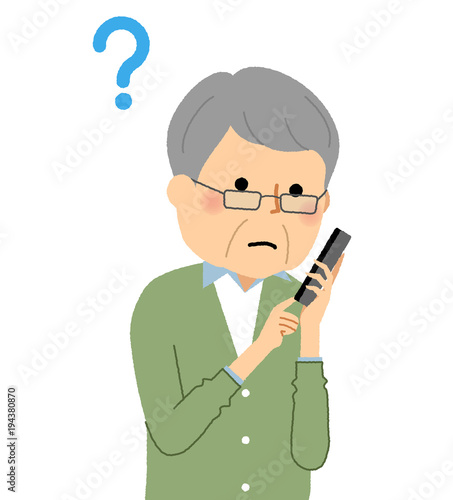 シニア男性　おじいちゃん　スマホ