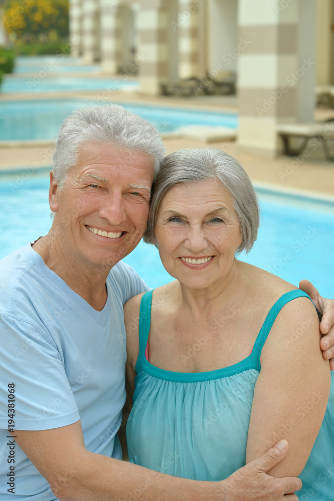 Senior couple at tropic hotel resort