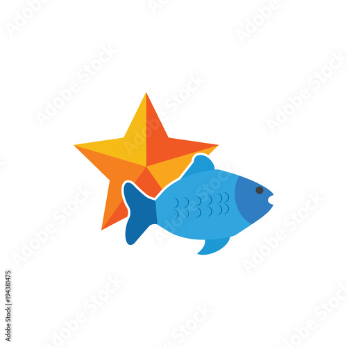 Fish Star Logo Icon Design