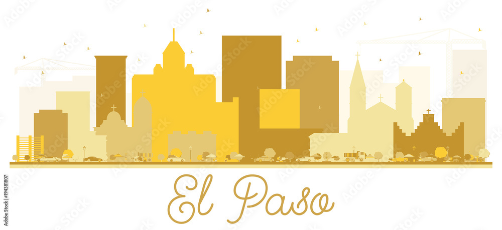 El Paso Texas USA City skyline Golden silhouette.