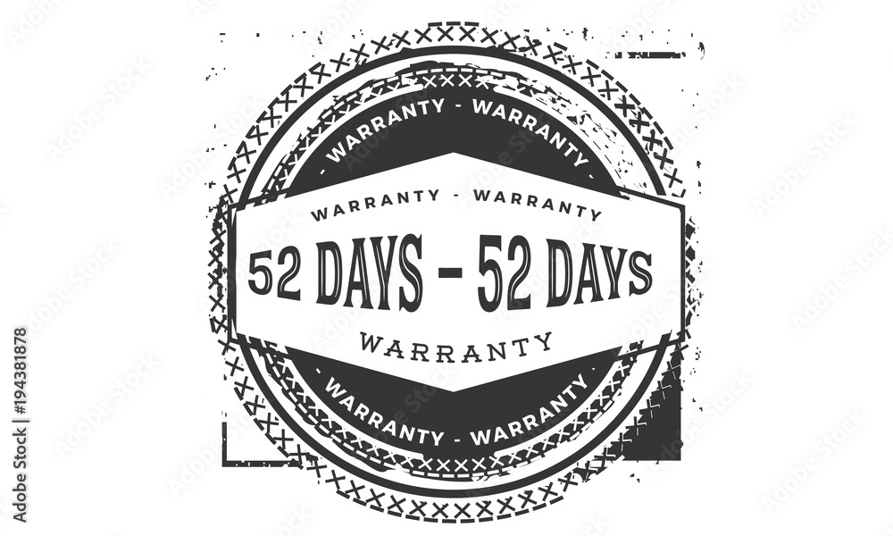52 days warranty icon vintage rubber stamp guarantee