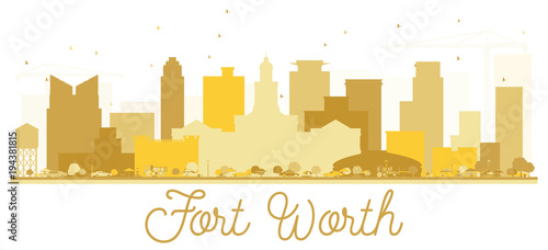 Fort Worth Texas USA City skyline Golden silhouette.