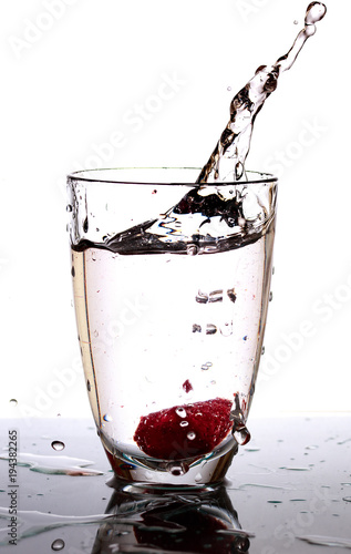 water splash with strawberry