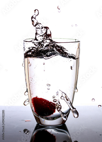 water splash with strawberry