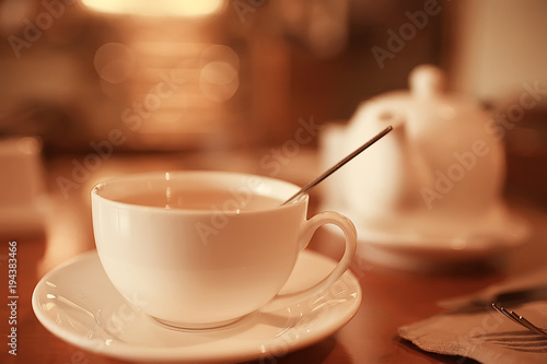 tea service in the cafe, a cup of tea