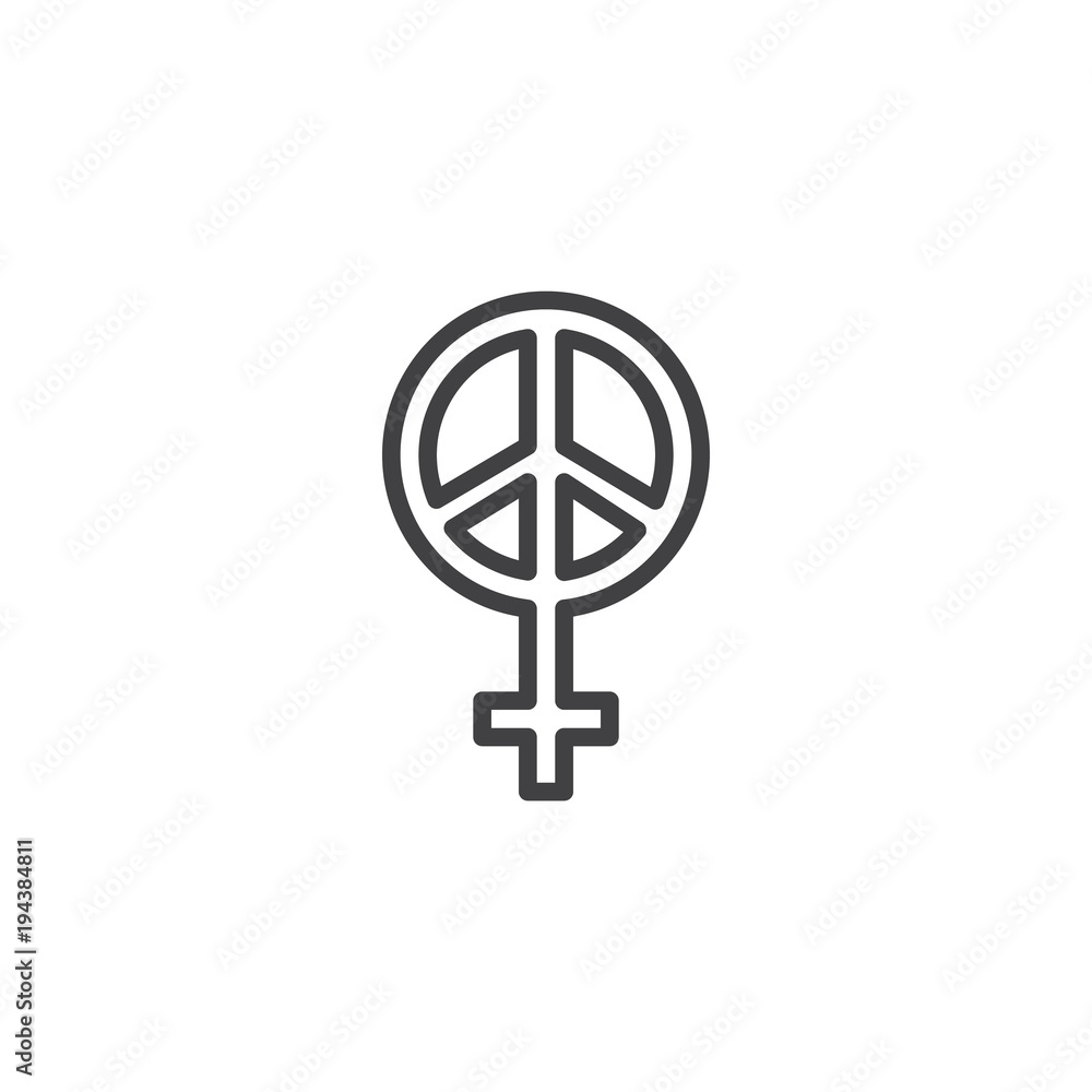 Female peace outline icon. linear style sign for mobile concept and web design. Feminism simple line vector icon. Symbol, logo illustration. Pixel perfect vector graphics Female peace outline icon. linear style sign for mobile concept and web design. Feminism simple line vector icon. Symbol, logo illustration. Pixel perfect vector graphics