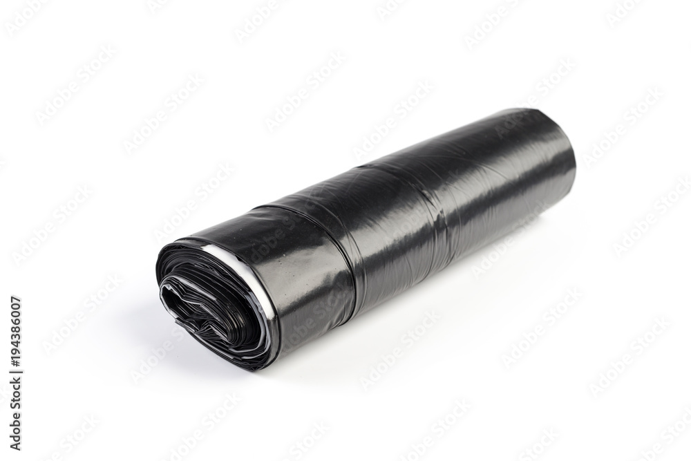 roll of plastic garbage bags isolated on white background roll of plastic garbage bags isolated on white background