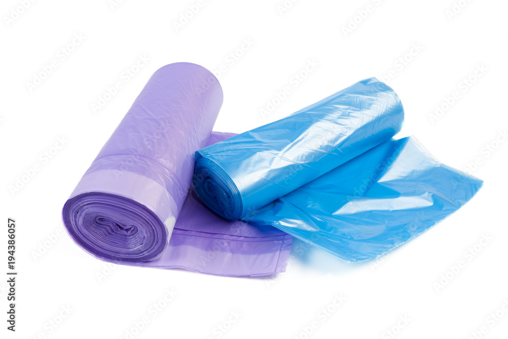 roll of plastic garbage bags isolated on white background roll of plastic garbage bags isolated on white background