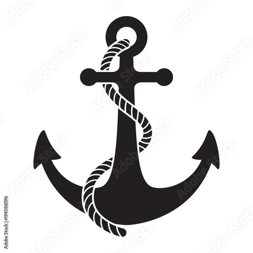 Fototapet anchor rope vector logo icon helm Nautical maritime boat illustration symbol
