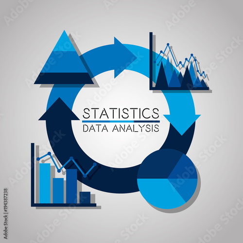 statistics data analysis business pie chart graphic for reports presentations vector illustration