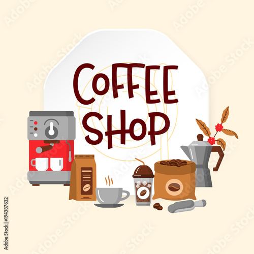 Modern icons for coffee shop and coffee house.